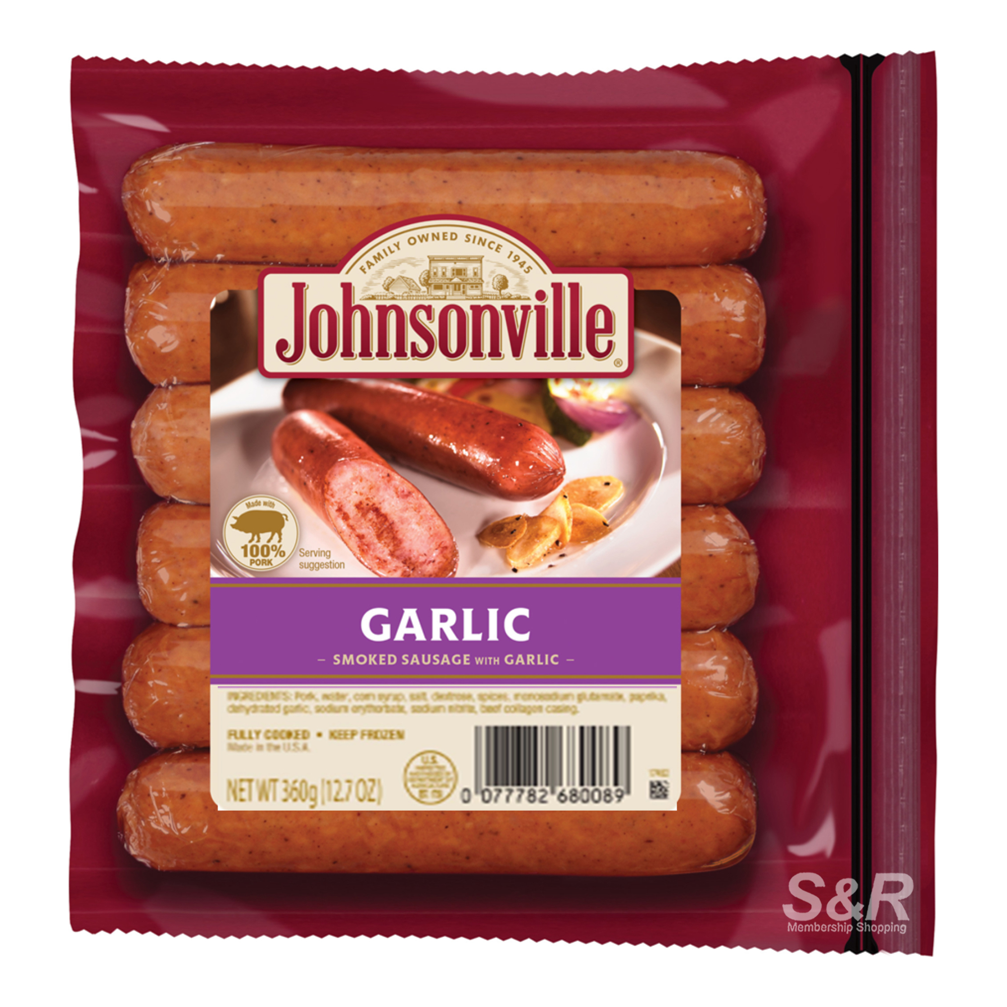 Johnsonville Smoked Sausage with Garlic 360g Johnsonville Smoked Sausage with Garlic 360g